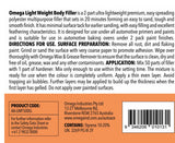 Omega Light Weight Body Filler 500g - AA-LWF500G