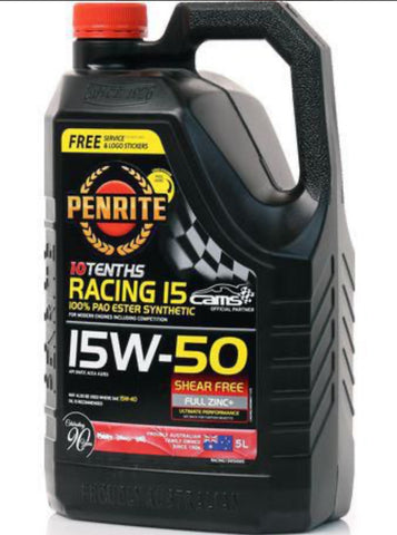 Penrite 10 Tenths Racing 15W-50 Engine Oil 5L - RACING15W50005